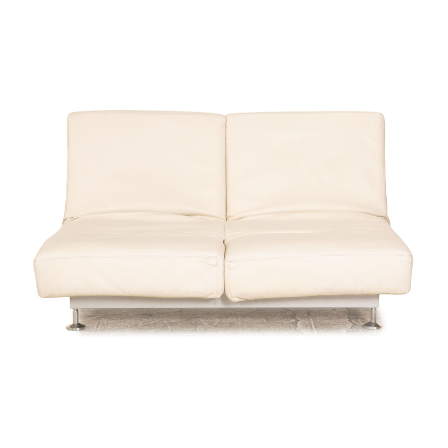 Edra Damier læder to-personers creme sofa med manuel relax- og sovefunktion