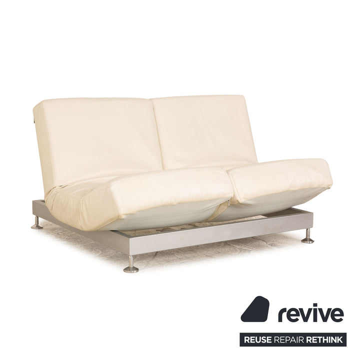 Edra Damier læder to-personers creme sofa med manuel relax- og sovefunktion