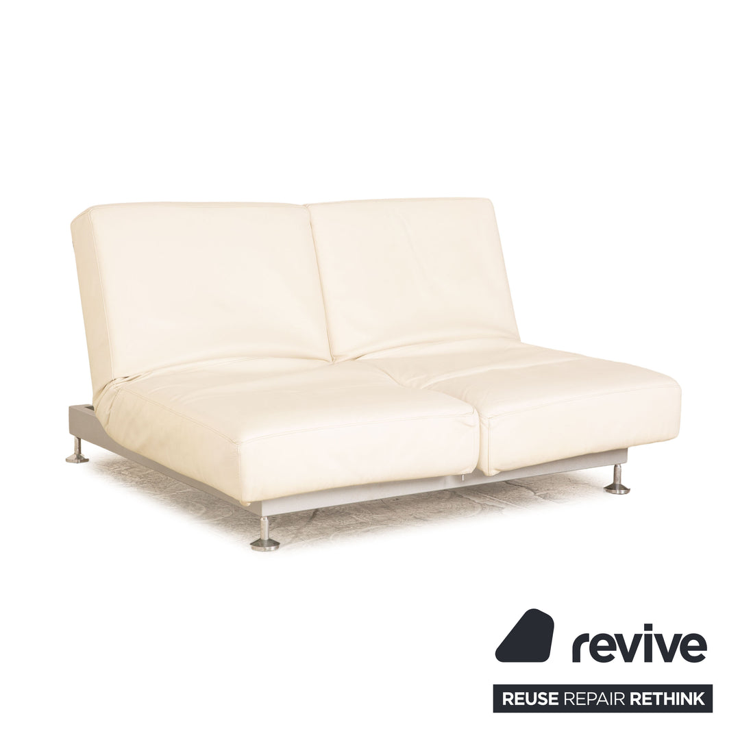 Edra Damier læder to-personers creme sofa med manuel relax- og sovefunktion