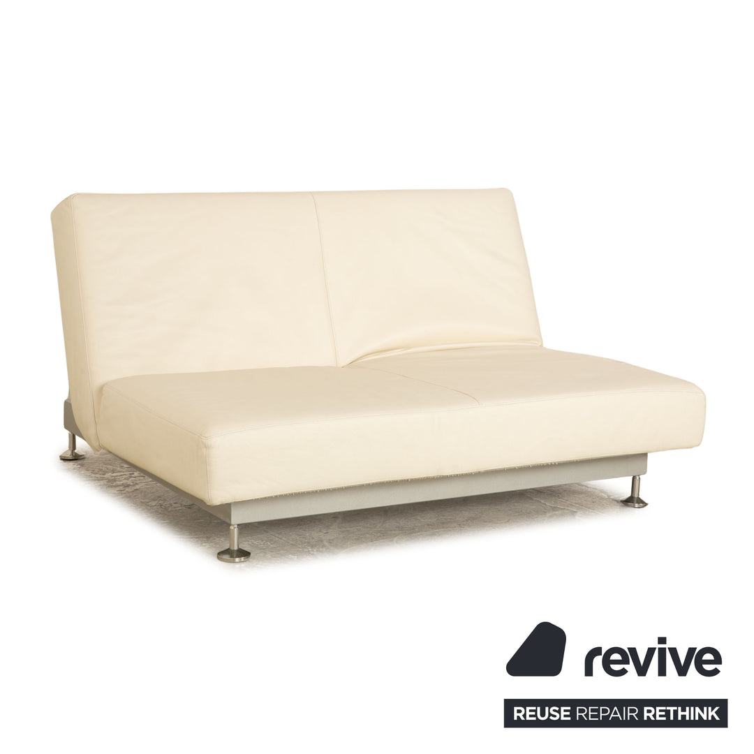 Edra Damier læder to-personers creme sofa sofa manuel funktion sovefunktion