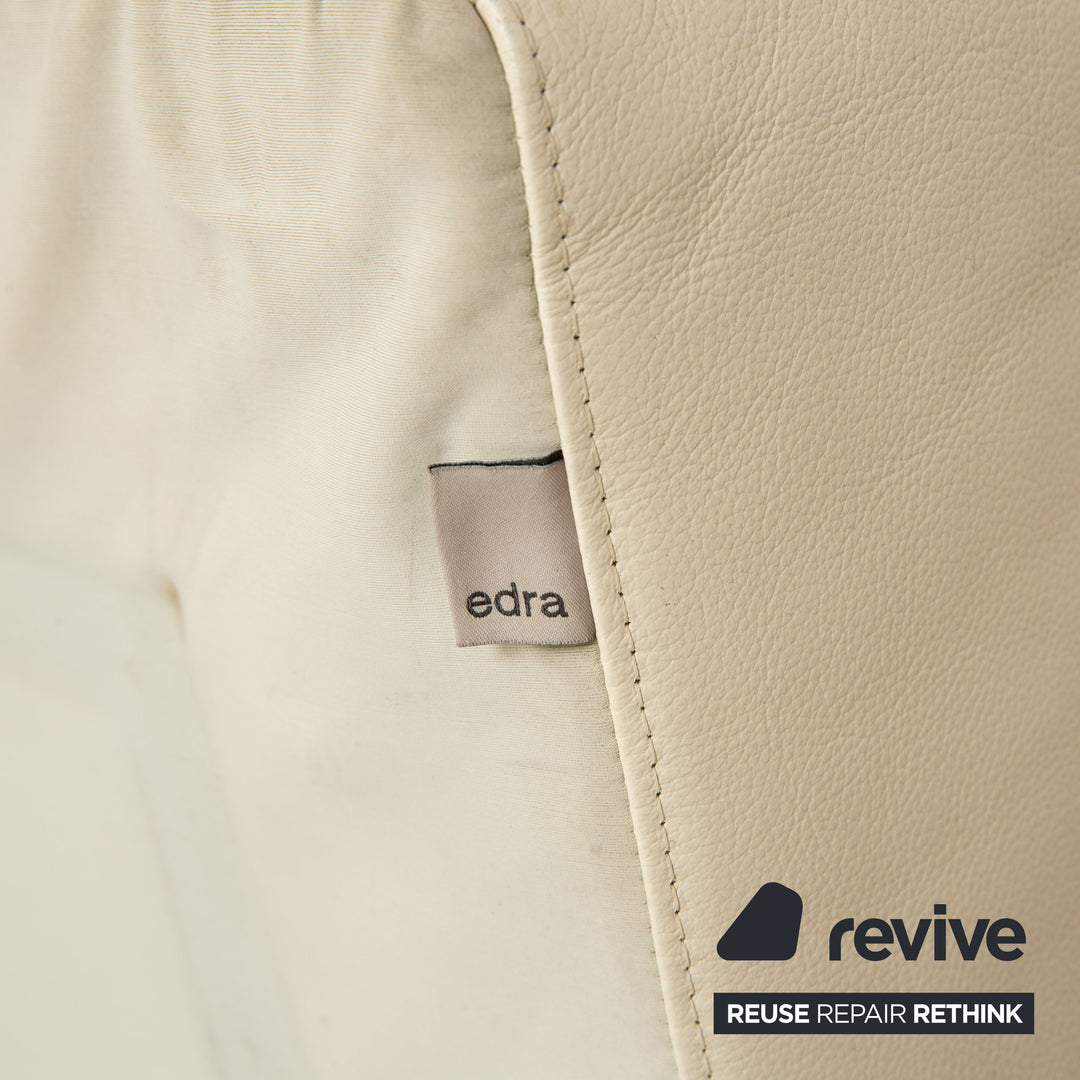 Edra Damier læder to-personers creme sofa sofa manuel funktion sovefunktion