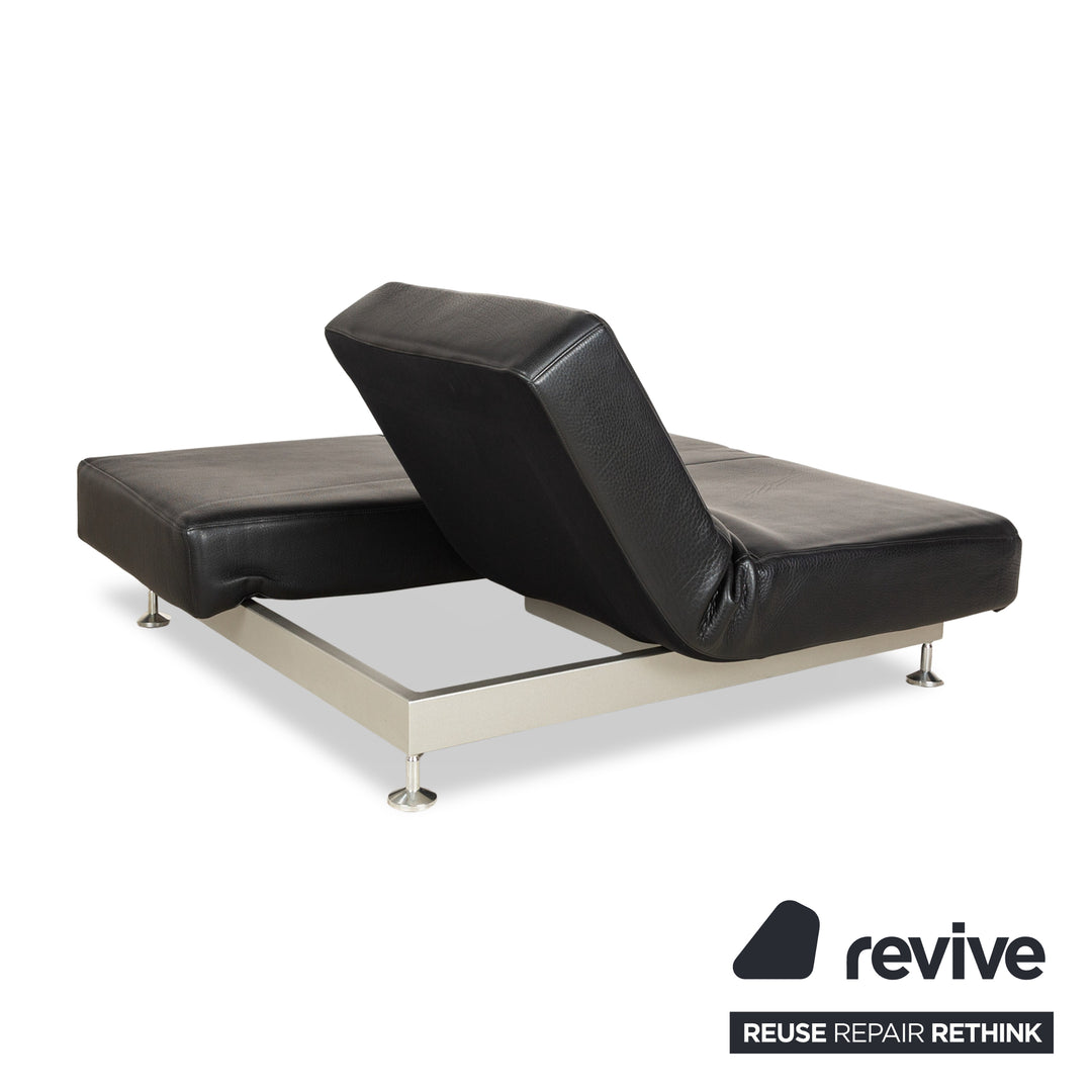 Canapé Edra Damier en cuir deux places noir avec fonction relaxation manuelle