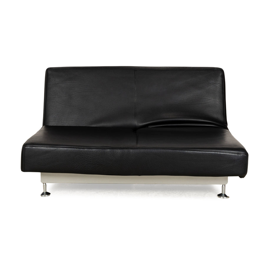 Edra Damier Leder Zweisitzer Schwarz manuelle Relaxfunktion Sofa Couch