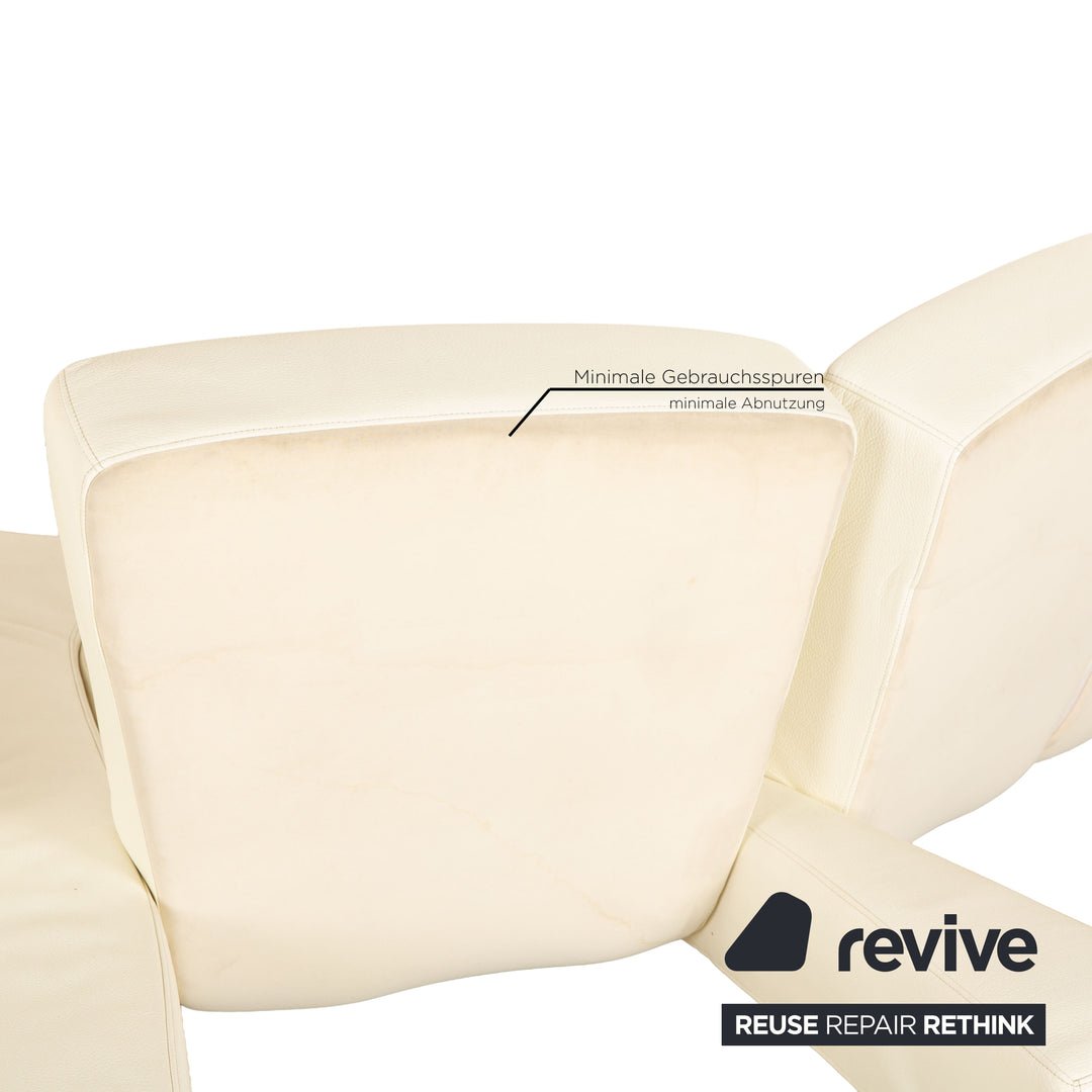 Edra Flap Leather Corner Sofa Cream White Manual Function Sofa Couch
