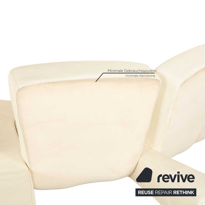 Edra Flap Leather Corner Sofa Cream White Manual Function Sofa Couch