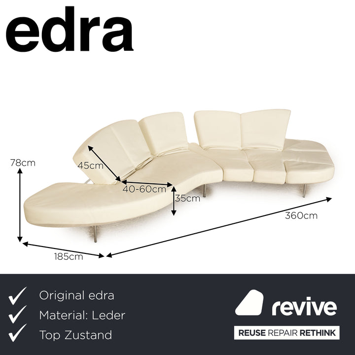 Edra Flap Leder Ecksofa Creme Weiß manuelle Funktion Sofa Couch