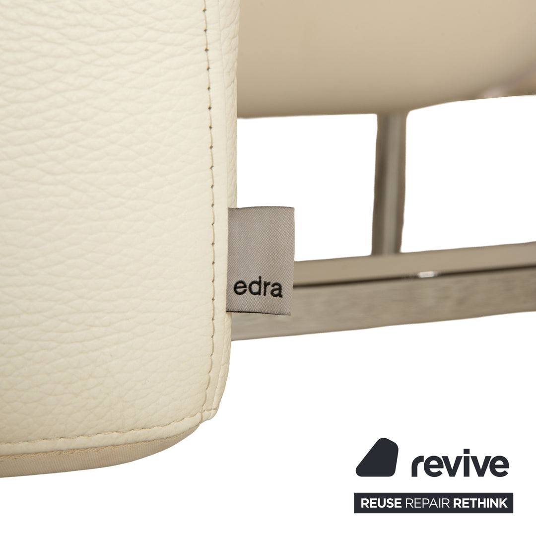 Edra Flap Leather Corner Sofa Cream White Manual Function Sofa Couch