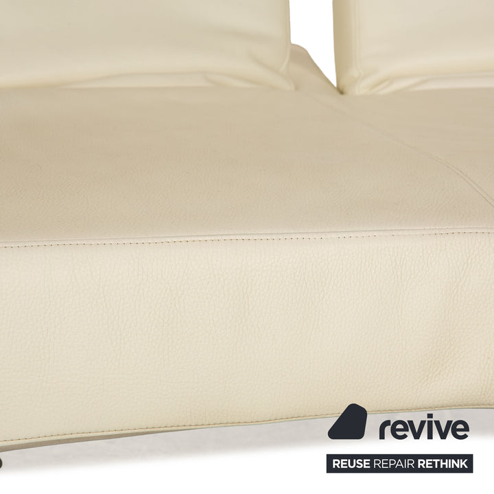 Edra Flap Leather Corner Sofa Cream White Manual Function Sofa Couch