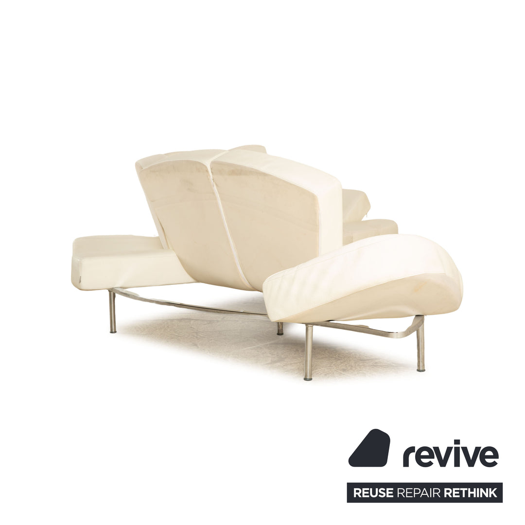 Edra Flap Leder Ecksofa Creme Weiß manuelle Funktion Sofa Couch