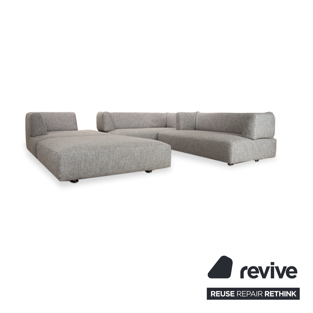 Edra L‘Homme & la Femme Stoff Ecksofa Grau Sofa Couch manuelle Funktion Francesco Binfaré