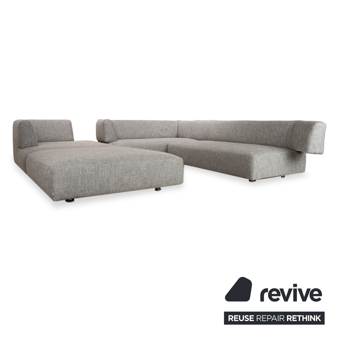 Edra L‘Homme & la Femme Stoff Ecksofa Grau Sofa Couch manuelle Funktion Francesco Binfaré