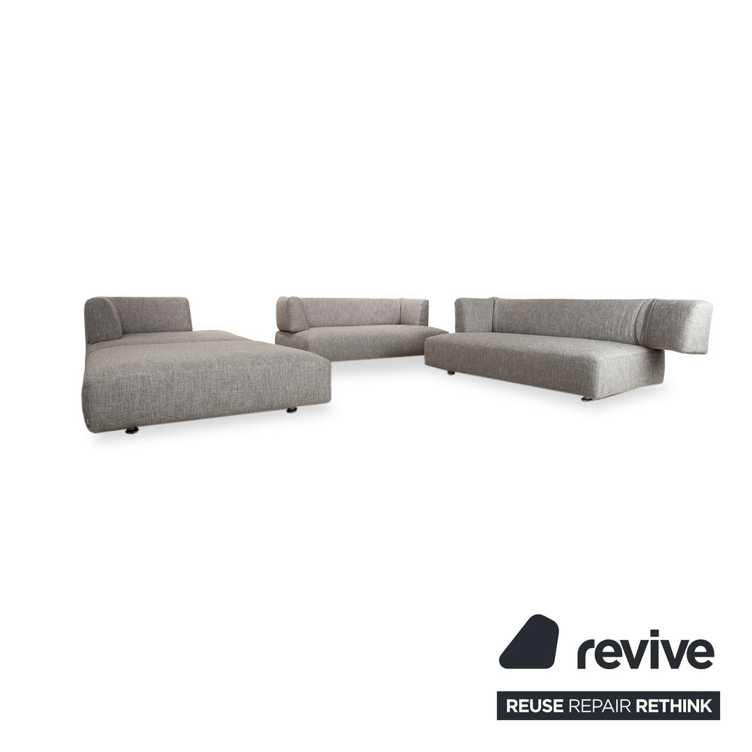 Edra L‘Homme & la Femme Stoff Ecksofa Grau Sofa Couch manuelle Funktion Francesco Binfaré