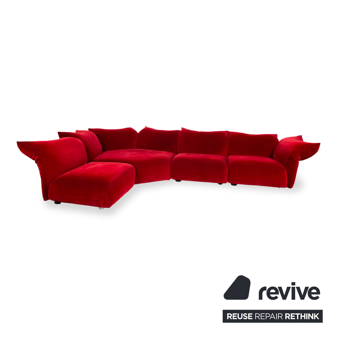 Edra Standard Stoff Ecksofa Bordeaux Rot Velours Recamiere Links manuelle Funktion