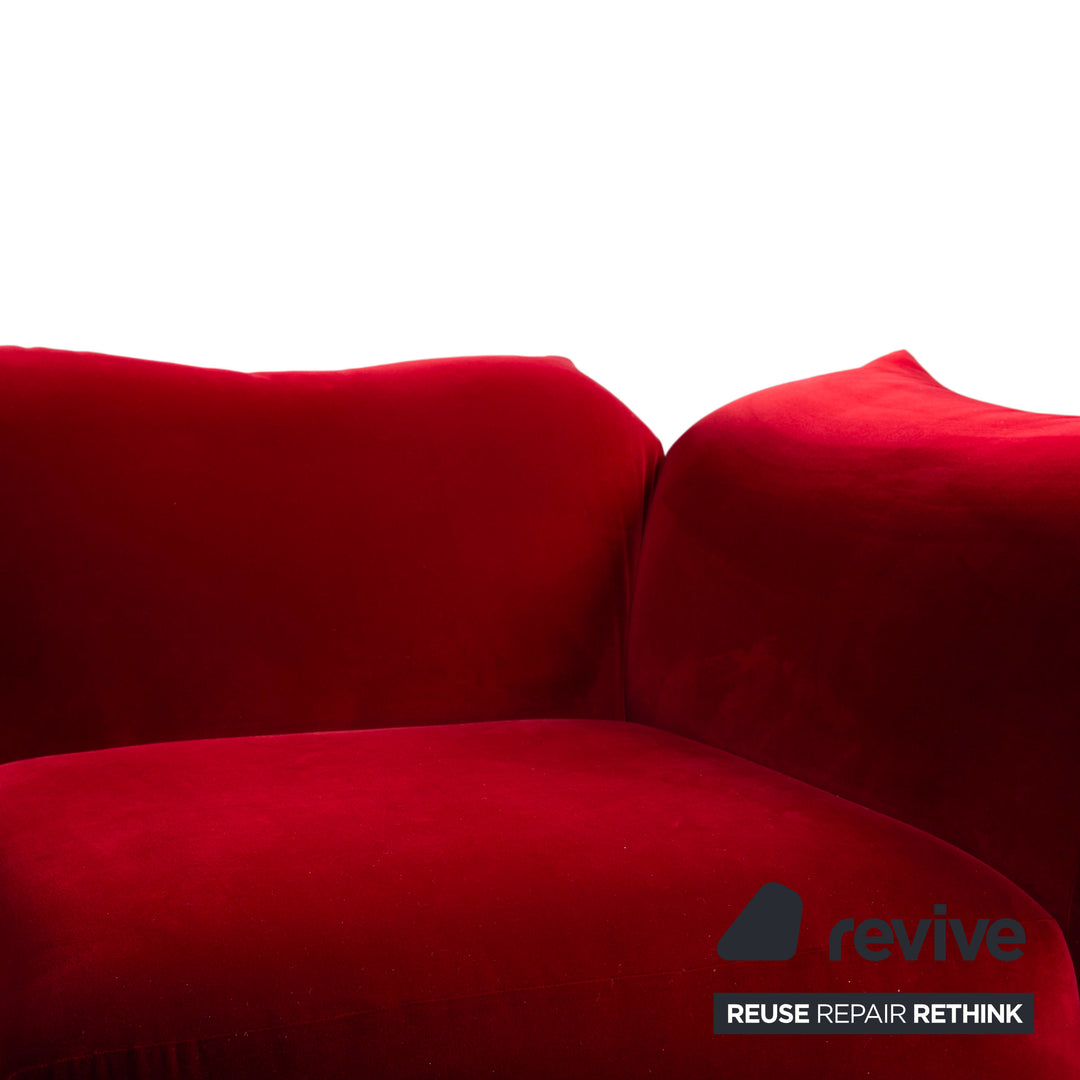 Edra Standard Stoff Ecksofa Bordeaux Rot Velours Recamiere Links manuelle Funktion