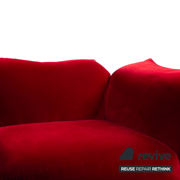 Edra Standard Stoff Ecksofa Bordeaux Rot Velours Recamiere Links manuelle Funktion