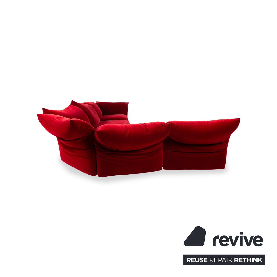 Edra Standard Stoff Ecksofa Bordeaux Rot Velours Recamiere Links manuelle Funktion