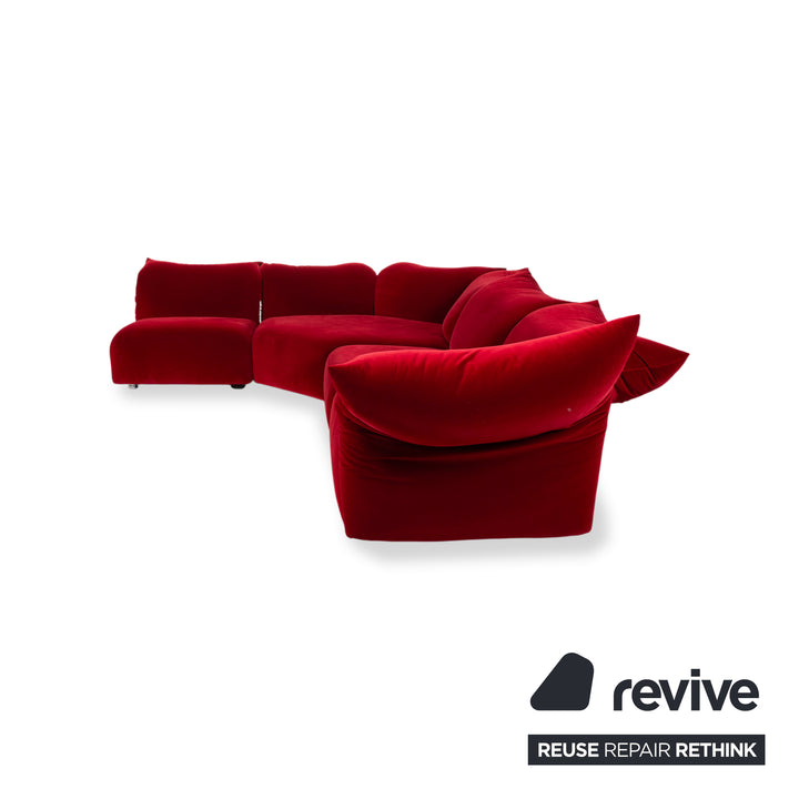 Edra Standard Stoff Ecksofa Bordeaux Rot Velours Recamiere Links manuelle Funktion