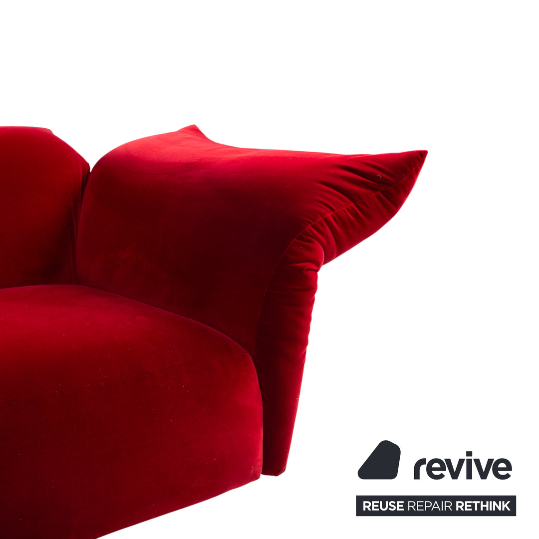 Edra Standard Stoff Ecksofa Bordeaux Rot Velours Recamiere Links manuelle Funktion