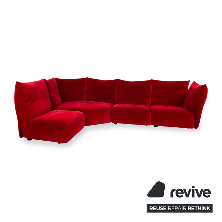 Edra Standard Stoff Ecksofa Bordeaux Rot Velours Recamiere Links manuelle Funktion