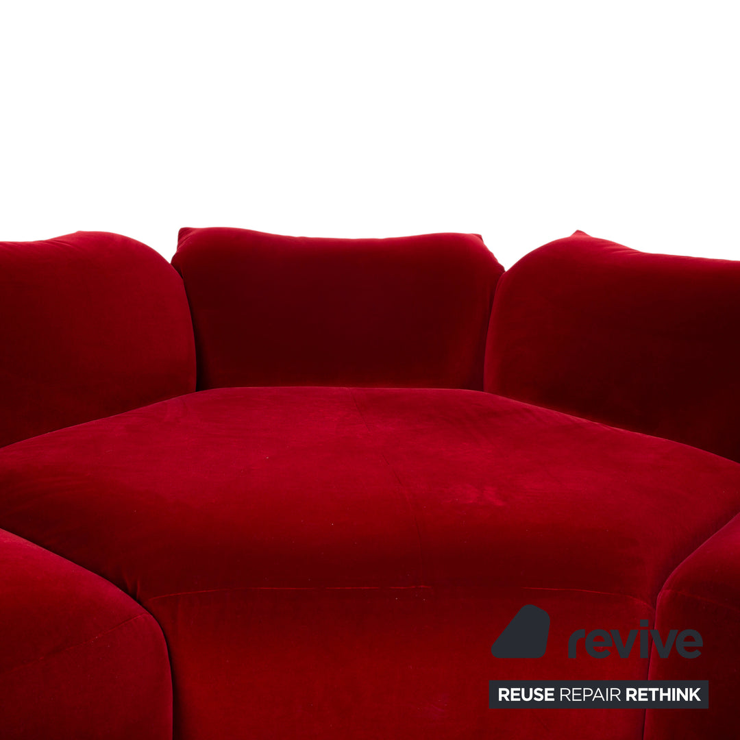 Edra Standard Stoff Ecksofa Bordeaux Rot Velours Recamiere Links manuelle Funktion
