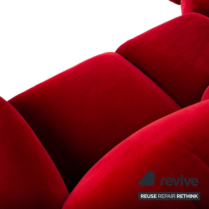 Edra Standard Stoff Ecksofa Bordeaux Rot Velours Recamiere Links manuelle Funktion