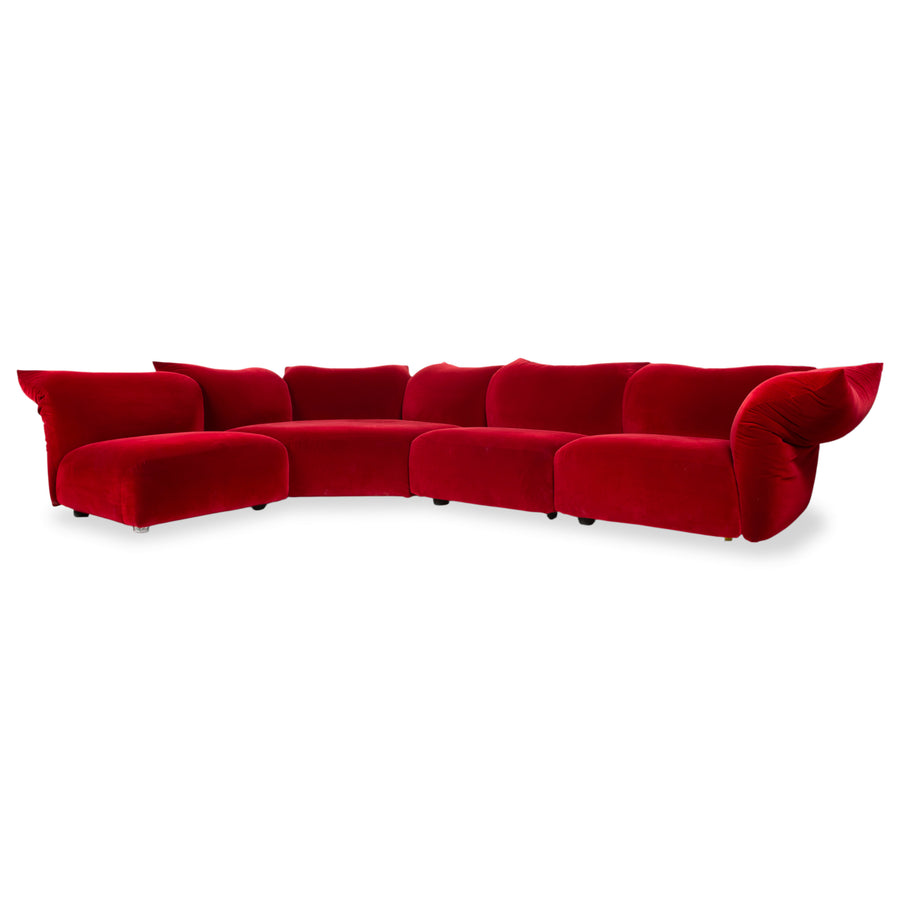 Edra Standard Stoff Ecksofa Bordeaux Rot Velours Recamiere Links manuelle Funktion