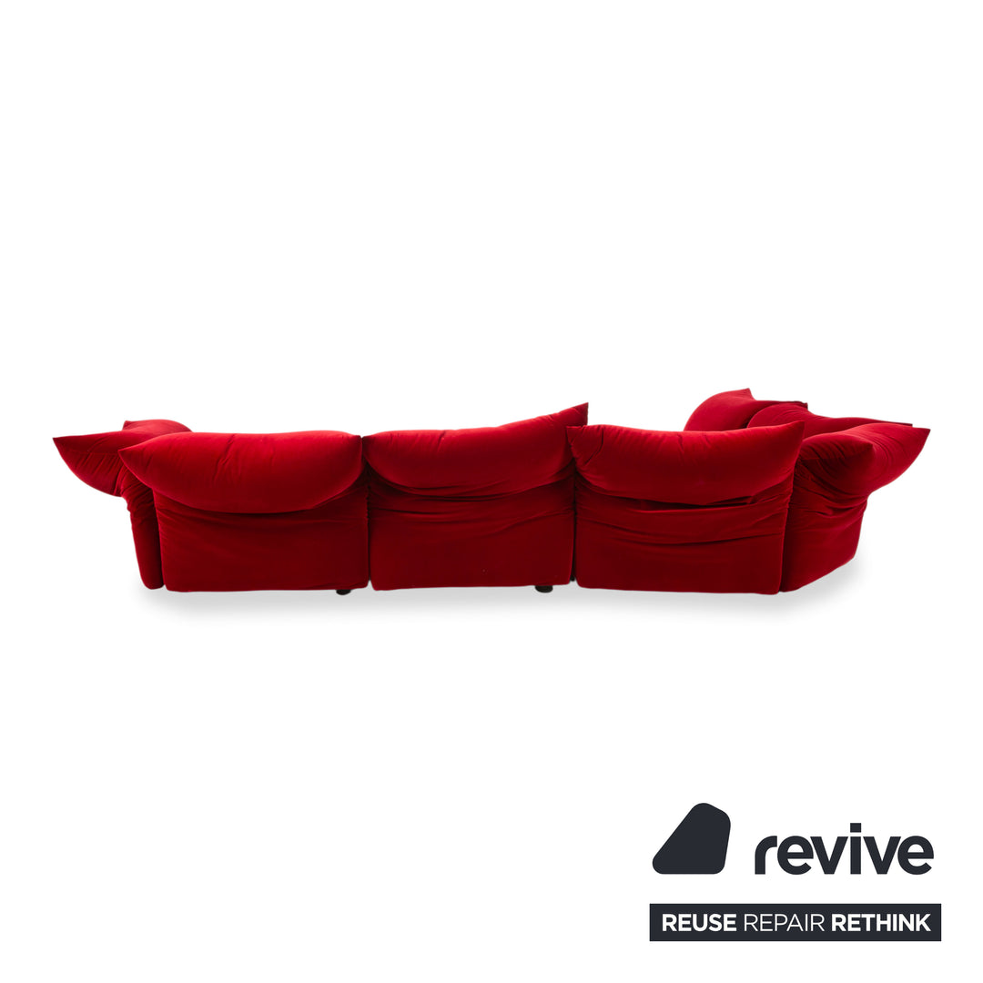 Edra Standard Stoff Ecksofa Bordeaux Rot Velours Recamiere Links manuelle Funktion
