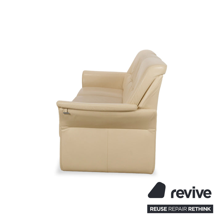 Elastoform læder treseters sofa creme beige manuel funktion