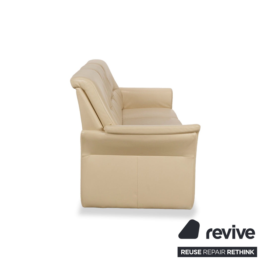 Elastoform læder treseters sofa creme beige manuel funktion
