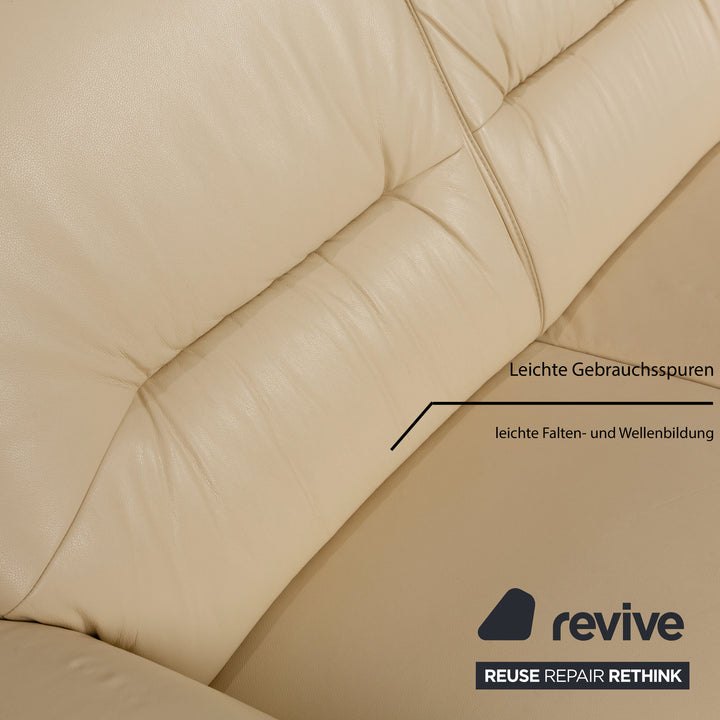 Elastoform læder treseters sofa creme beige manuel funktion