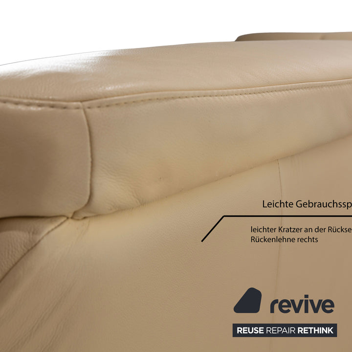 Elastoform læder treseters sofa creme beige manuel funktion