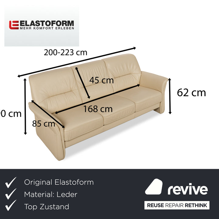 Elastoform læder treseters sofa creme beige manuel funktion
