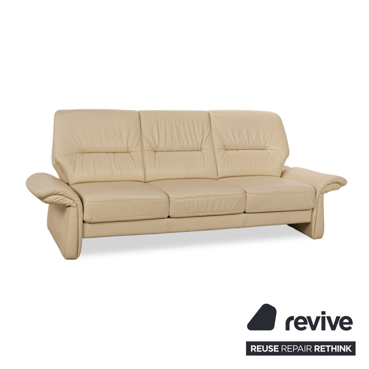 Elastoform læder treseters sofa creme beige manuel funktion