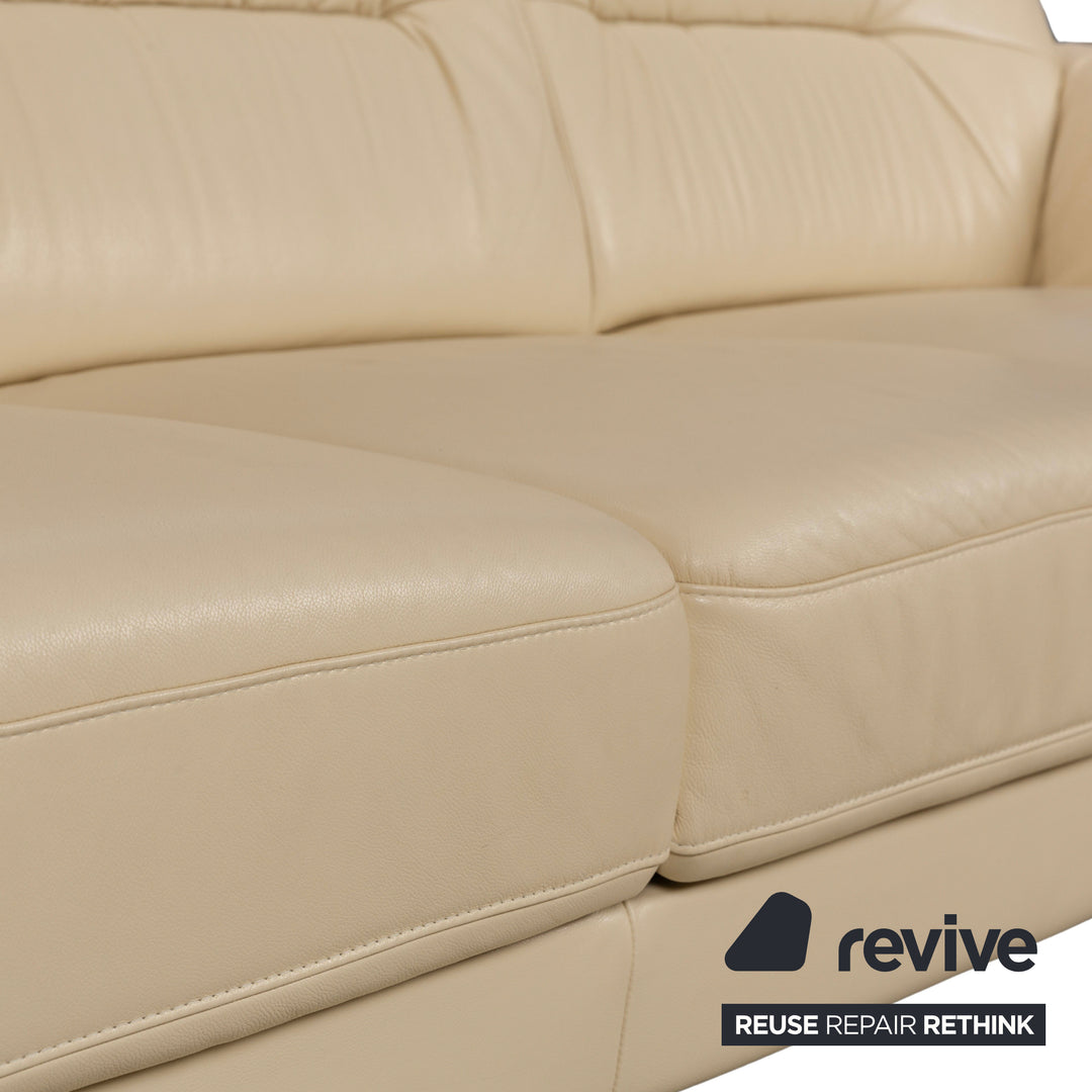 Elastoform læder treseters sofa creme beige manuel funktion