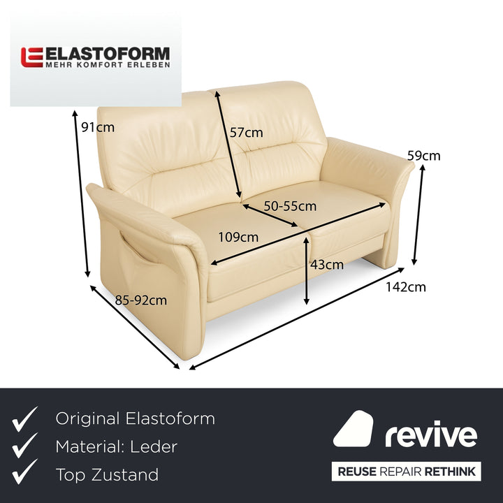 Elastoform Leder Zweisitzer Creme manuelle Funktion Sofa Couch