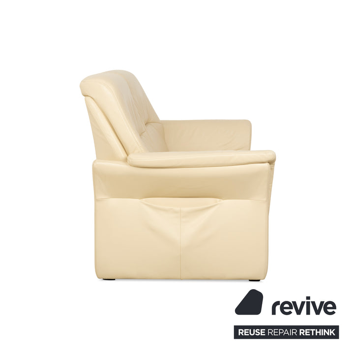 Elastoform Leather Two Seater Cream Manual Function Sofa Couch