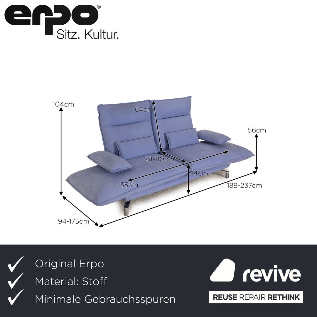 Erpo Avantgarde AV 400 fabric two-seater blue sofa couch function