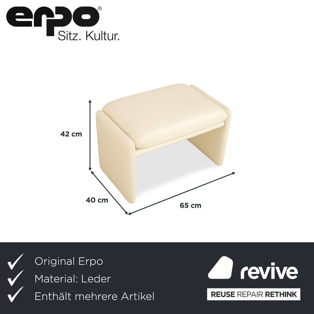 Erpo Chalet Garniture en Cuir Canapé Deux Places Pouf Crème Beige Sofa Canapé fonction manuelle