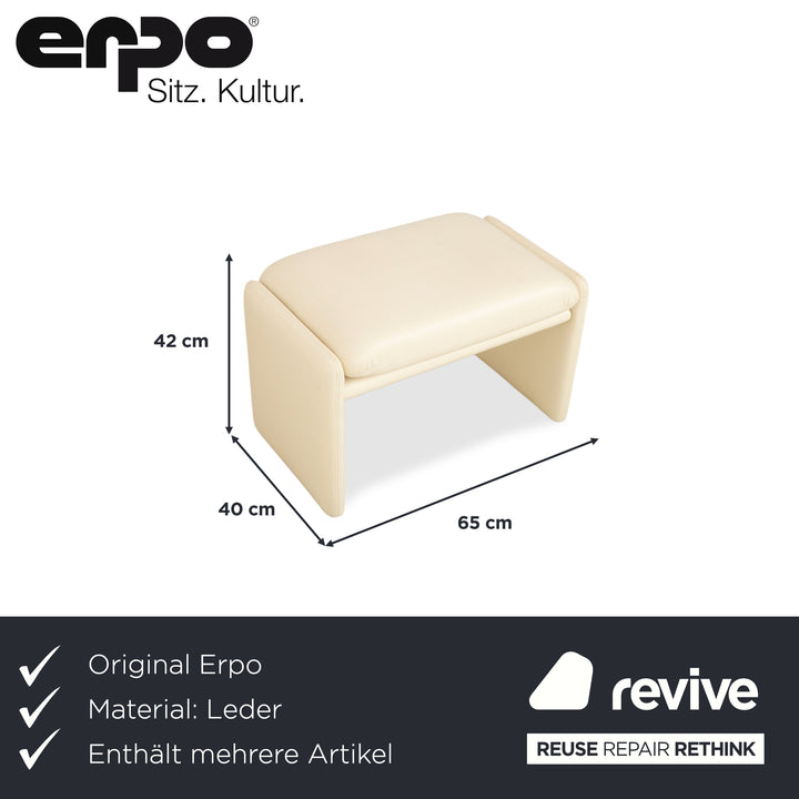 Erpo Chalet Garniture en Cuir Canapé Deux Places Pouf Crème Beige Sofa Canapé fonction manuelle