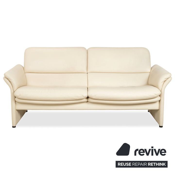Erpo Chalet Leather Sofa Set Two-Seater Ottoman Cream Beige Couch Manual Function