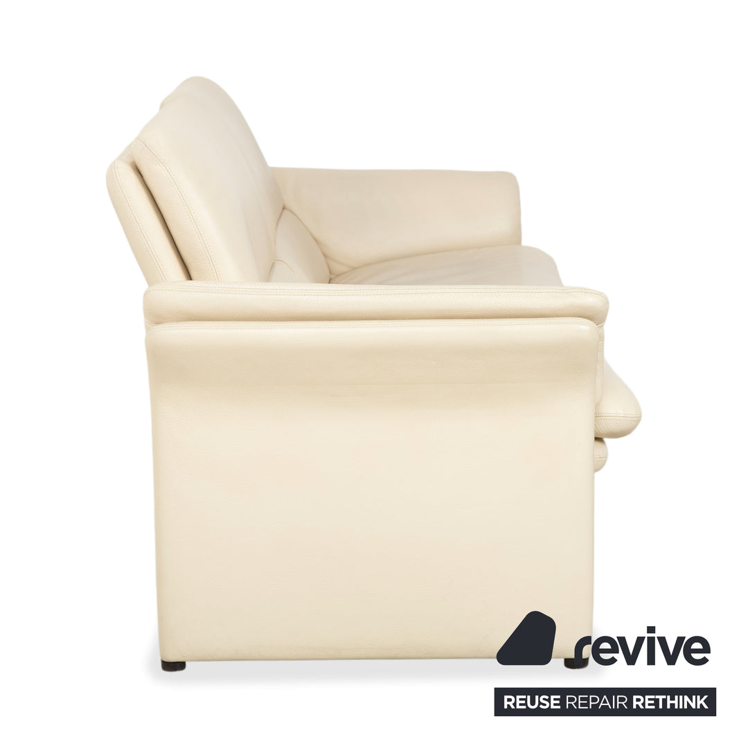 Erpo Chalet Garniture en Cuir Canapé Deux Places Pouf Crème Beige Sofa Canapé fonction manuelle
