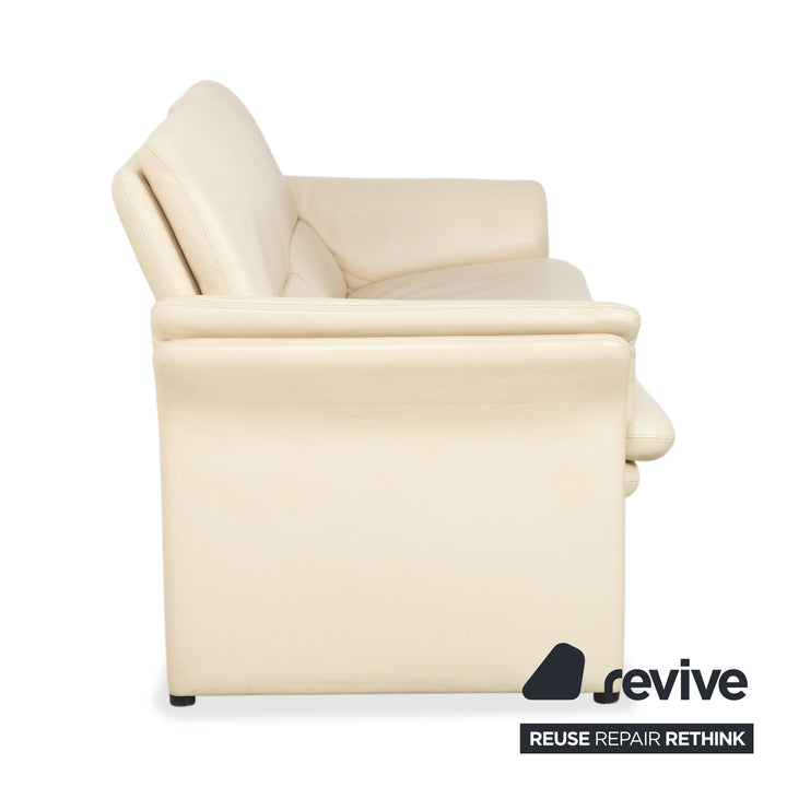 Erpo Chalet Garniture en Cuir Canapé Deux Places Pouf Crème Beige Sofa Canapé fonction manuelle