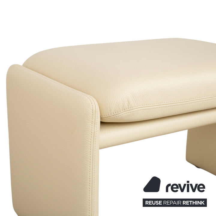 Erpo Chalet Leather Sofa Set Two-Seater Ottoman Cream Beige Couch Manual Function