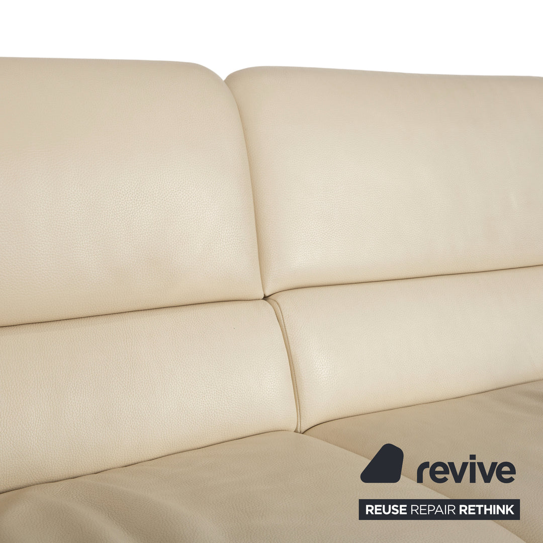 Erpo Chalet Leather Sofa Set Two-Seater Ottoman Cream Beige Couch Manual Function