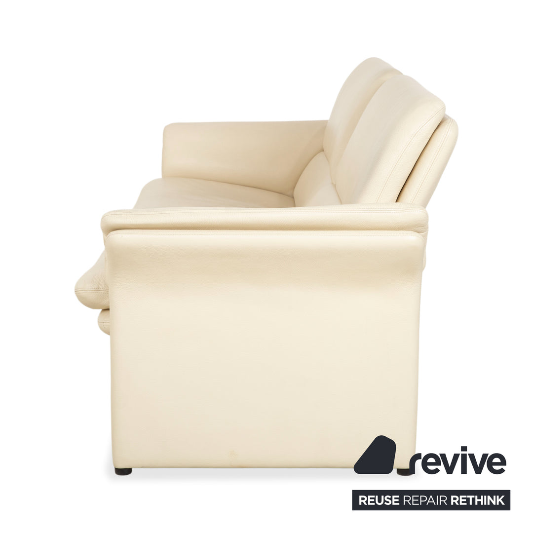 Erpo Chalet Leather Sofa Set Two-Seater Ottoman Cream Beige Couch Manual Function