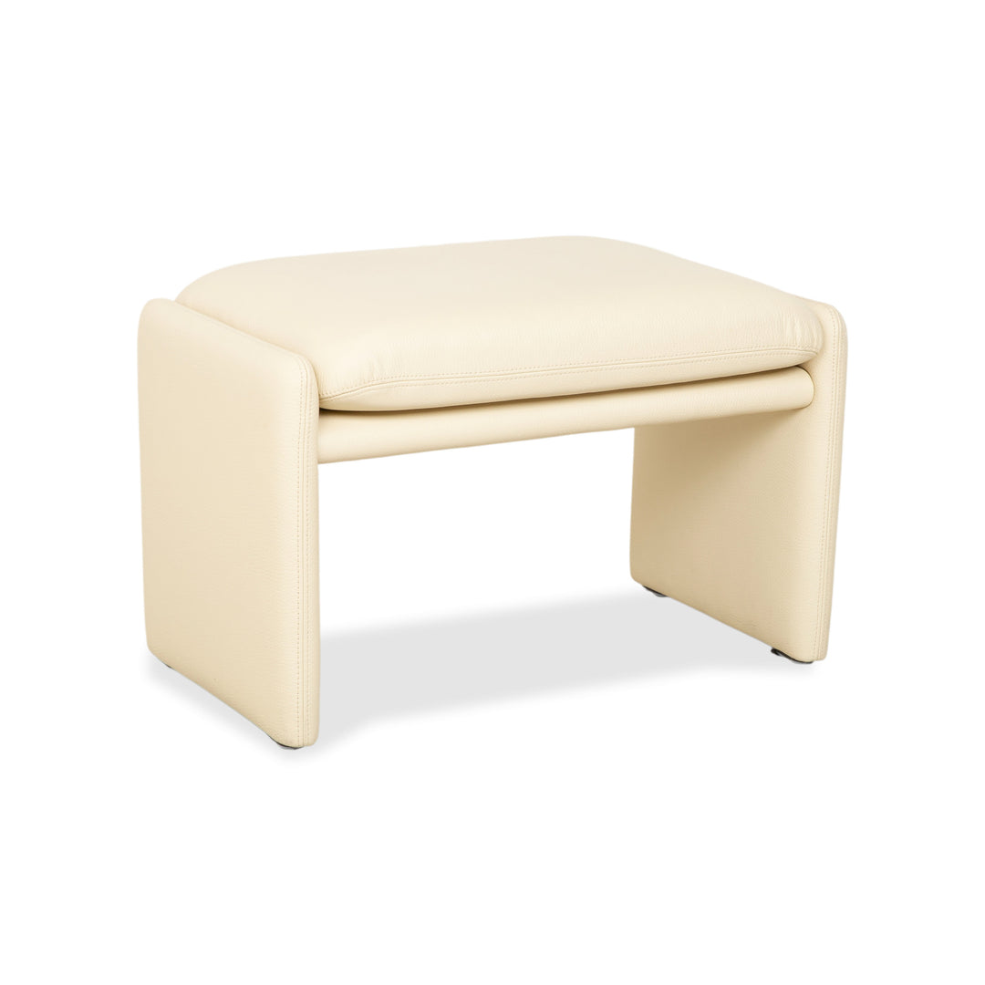 Erpo Chalet Leder Hocker Creme Beige