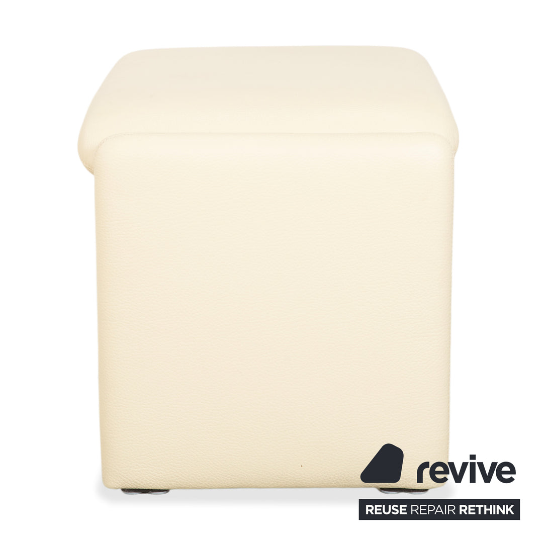 Erpo Chalet Leder Hocker Creme Beige