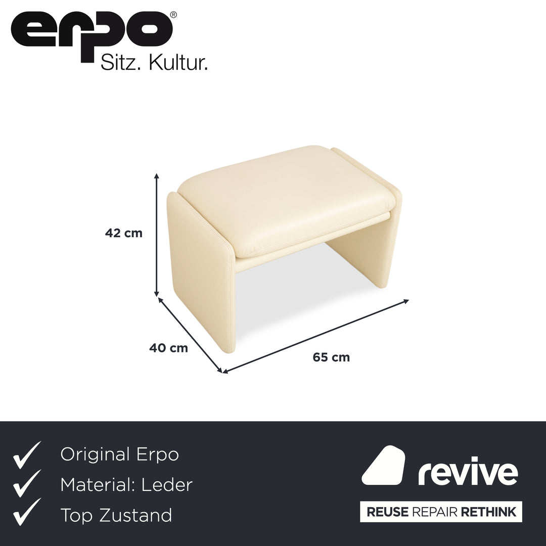 Erpo Chalet Leder Hocker Creme Beige