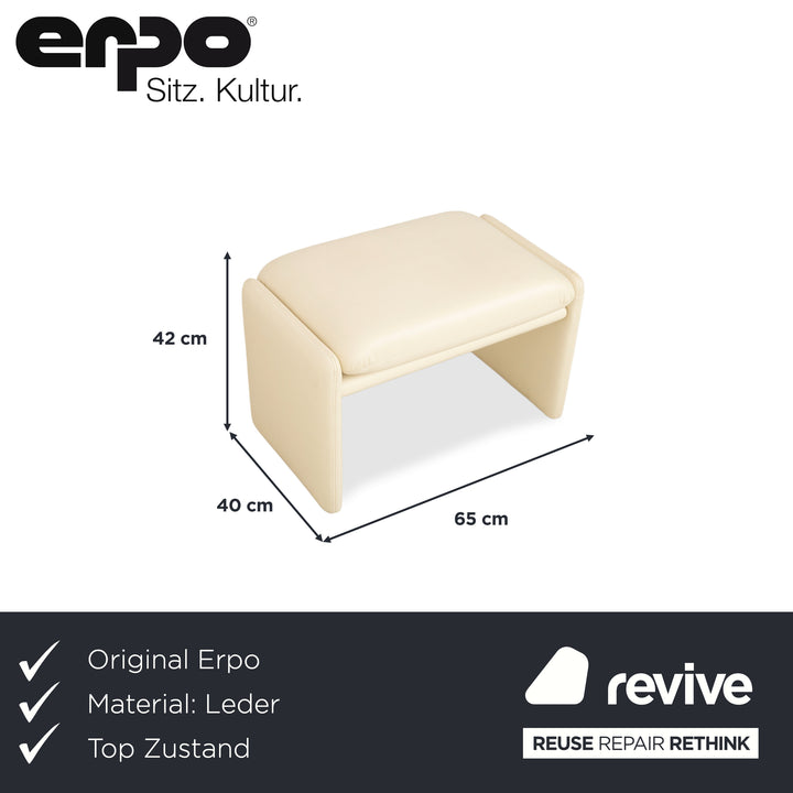 Erpo Chalet Leder Hocker Creme Beige