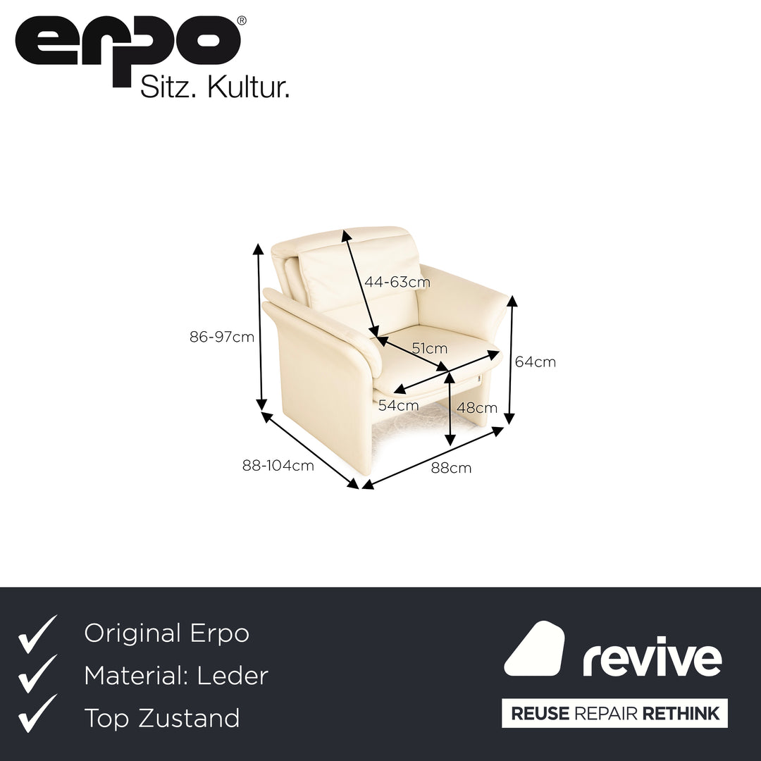 Erpo Chalet Leder Sessel Creme manuelle Funktion